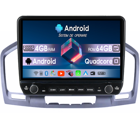 Insignia (2008-2013) - Navigatie dedicata Opel Insignia 2008-2017 Tesla cu butoane rotative model 2024, 4GB RAM 64GB ROM, Procesor Quadcore, Android 14, Display QLED 10", DSP, Carplay&Android Auto