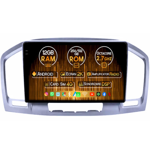 Opel - Navigatie dedicata Opel Insignia 2008-2013, 12GB RAM 256GB ROM, Android 13, Rezolutie 2K, Display QLED, 9", DSP, Carplay, Android Auto, Internet, Youtube, Waze, Wi Fi, US