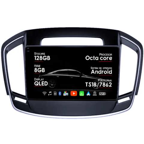 Insignia 2013-2017 - Navigatie dedicata Opel Insignia 2013-2017, 8GB RAM 128GB ROM, Octacore, Platforma TS18, Android 13, Display QLED 9”, Suporta camera 360º, DSP, Carplay&Android Auto, SIM 4G, Ventilator Activ