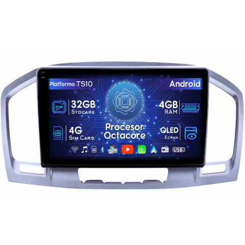 Opel - Navigatie dedicata Opel Insignia, 4GB RAM 32GB ROM, Octacore, Android 14, Display QLED 1K 9", DSP, Carplay&Android Auto, SIM 4G, Bluetooth, Ventilator Activ