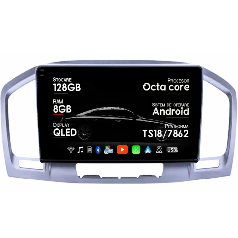Navigatii Dedicate - Navigatie dedicata Opel Insignia, 8GB RAM 128GB ROM, Octacore, Platforma TS18, Android 14, Display QLED 9", Suporta camera 360", DSP, Carplay&Android Auto, SIM 4G, Ventilator Activ