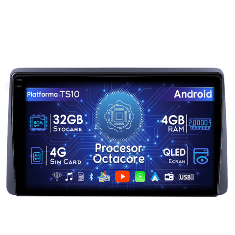 Dacia - Navigatie dedicata Dacia Duster/Arkana 2017-2021, 4GB RAM 32GB ROM, Octacore, Android 14, Display QLED  10", DSP, Carplay&Android Auto, SIM 4G, Bluetooth, Ventilator Activ