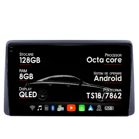 Dacia - Navigatie dedicata Dacia Duster/Arkana 2017-2021, 8GB RAM 128GB ROM, Octacore, Platforma TS18, Android 14, Display QLED 10", Suporta camera 360", DSP, Carplay&AndroidAuto