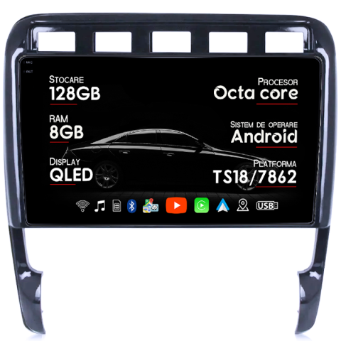 Porsche - Navigatie dedicata Porsche Cayenne 2002-2010, 8GB RAM 128GB ROM, Octacore, Platforma TS18, Android 14, Display QLED 9", Suporta camera 360", DSP, Carplay&AndroidAuto