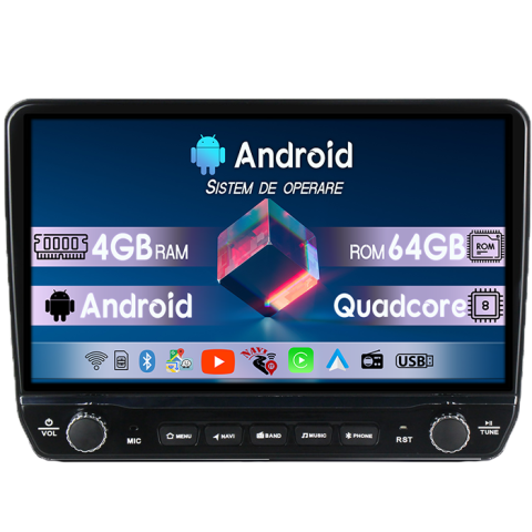 Express 2021+ - Navigatie dedicata Dacia Duster/Arkana 2017-2021 Tesla Cu Butoane Rotative Model 2024, 4GB RAM 64GB ROM, Procesor Quadcore, Android 14, Display QLED 10", DSP, Carplay&AndroidAuto