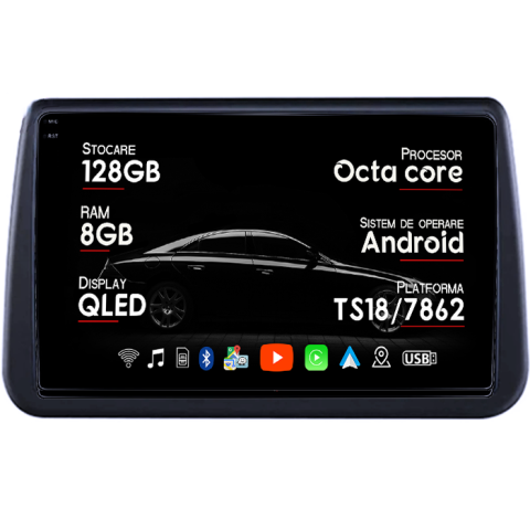 Opel Meriva 2010-2014 - Navigatie dedicata Opel Meriva 2010-2014, 8GB RAM 128GB ROM, Octacore, Platforma TS18, Android 13, Display QLED 9”, Suporta camera 360º, DSP, Carplay&Android Auto, SIM 4G, Ventilator Activ