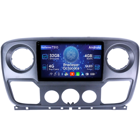 Renault - Navigatie dedicata Opel Movano, Renault Master 2020-2021, 4GB RAM 32GB ROM, Octacore, Android 14, Display QLED 1K 10", DSP, Carplay&Android Auto, SIM 4G, Bluetooth, Ventilator Activ