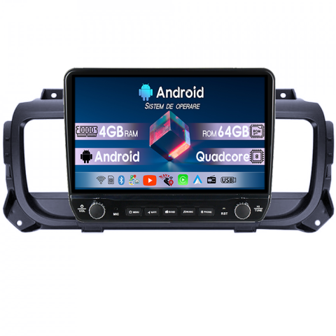 Navigatii Dedicate - Navigatie dedicata Opel Vivaro C 2019+ Tesla cu butoane rotative model 2024, 4GB RAM 64GB ROM, Procesor Quadcore, Android 14, Display QLED 10", DSP, Carplay&Android Auto