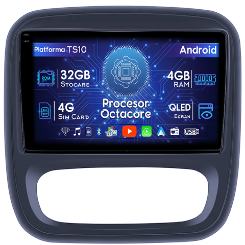 Opel - Navigatie dedicata Opel Vivaro B 2014-2018, 4GB RAM 32GB ROM, Octacore, Android 14, Display QLED 1K 9", DSP, Carplay&Android Auto, SIM 4G, Bluetooth, Ventilator Activ