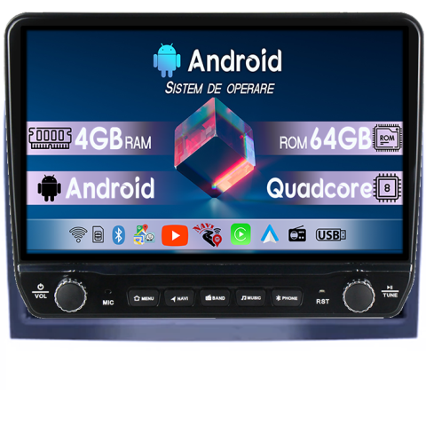 Navigatii Dedicate - Navigatie dedicata Peugeot Boxer Tesla cu butoane rotative model 2024, 4GB RAM 64GB ROM, Procesor Quadcore, Android 14, Display QLED 10", DSP, Carplay&Android Auto