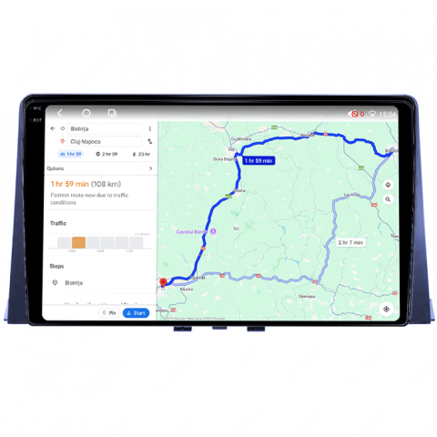 Navigatie dedicata Partner 2018, 4GB RAM 64GB ROM, Procesor Qualcomm Octacore, Android 14, Rezolutie 2K, Display QLED 9", DSP, Carplay&Android Auto, SIM 4G [3]