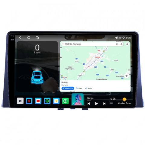 Navigatie dedicata Partner 2018, 4GB RAM 64GB ROM, Procesor Qualcomm Octacore, Android 14, Rezolutie 2K, Display QLED 9", DSP, Carplay&Android Auto, SIM 4G [1]