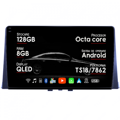 Partner 2018+ - Navigatie dedicata Partner 2018+, 8GB RAM 128GB ROM, Octacore, Platforma TS18, Android 14, Display QLED 9â, Suporta camera 360Âş, DSP, Carplay&Android Auto, SIM 4G, Ventilator Activ