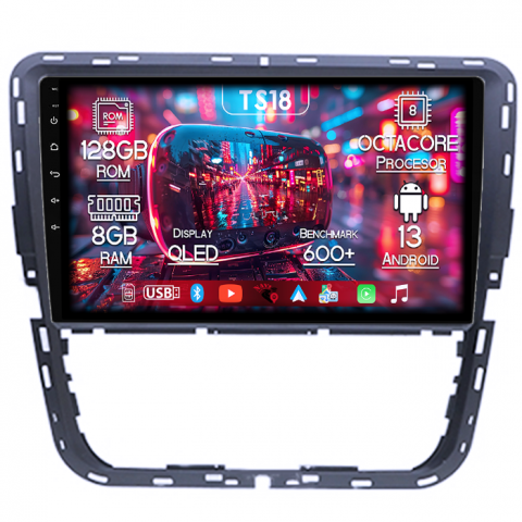Polo Golf Passat - Navigatie dedicata Passat 2012-2015, 8GB RAM 128GB ROM, Octacore, Platforma TS18, Android 14, Display QLED 9”, Suporta camera 360º, DSP, Carplay&Android Auto, SIM 4G, Ventilator Activ
