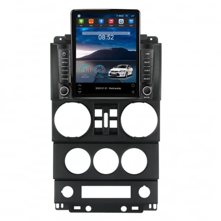 Wrangler Rubicon 2008-2010 - Navigatie dedicata Jeep Wrangler Rubicon 2008-2010,Tesla Style, ANDROID 13,Carplay&Android Auto, 10 inch , 8+128GB, Internet, Aplicatii, Waze, GPS