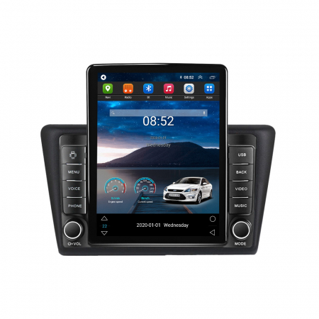 Skoda - Navigatie dedicata Skoda Rapid 2013-2017,Tesla Style, ANDROID 13,Carplay&Android Auto, 10 inch , 8+128GB, Internet, Aplicatii, Waze, GPS