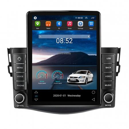 Navigatii Dedicate - Navigatie dedicata Toyota RAV4 2005-2013 Tesla Style, ANDROID 13,Carplay&Android Auto, 10 inch , 4GB RAM 64GB ROM, Internet, Aplicatii, Waze, GPS