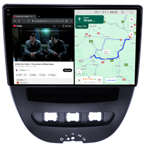 Navigatie dedicata Peugeot 107 2009-2015, 4GB RAM 64GB ROM, Quad Core, Display 10" QLED 1K, Carplay, Android 14, Bluetooth, Magazin Play, Suport Camere AHD [4]
