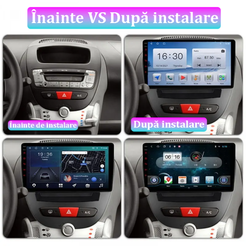 Navigatie dedicata Peugeot 107 2009-2015, 4GB RAM 64GB ROM, Quad Core, Display 10" QLED 1K, Carplay, Android 14, Bluetooth, Magazin Play, Suport Camere AHD [1]