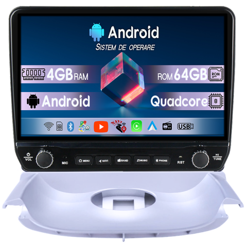 Navigatii Dedicate - Navigatie dedicata Peugeot 206 1998-2009 Tesla cu butoane rotative model 2024, 4GB RAM 64GB ROM, Procesor Quadcore, Android 14, Display QLED 10", DSP, Carplay&Android Auto