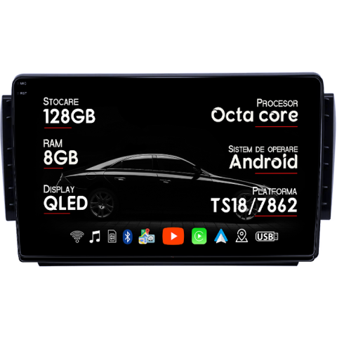 Navigatii Dedicate - Navigatie dedicata Peugeot 2008 2015+, 8GB RAM 128GB ROM, Octacore, Platforma TS18, Android 14, Display QLED 9", Suporta camera 360", DSP, Carplay&Android Auto, SIM 4G, Ventilator Activ