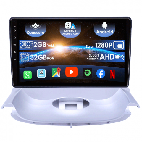 Peugeot - (Resigilata) Navigatie dedicata Peugeot 206 1998-2009, 2GB RAM 32GB ROM, Quad Core, Display 9" IPS Full HD, Carplay&Android Auto, Android 14, Suport camere AHD