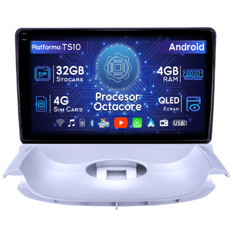 Peugeot 206 1998-2009 - Navigatie dedicata Peugeot 206 1998-2009, 4GB RAM 32GB ROM, Octacore, Android 14, Display QLED 1K 9", DSP, Carplay&Android Auto, SIM 4G, Bluetooth, Ventilator Activ