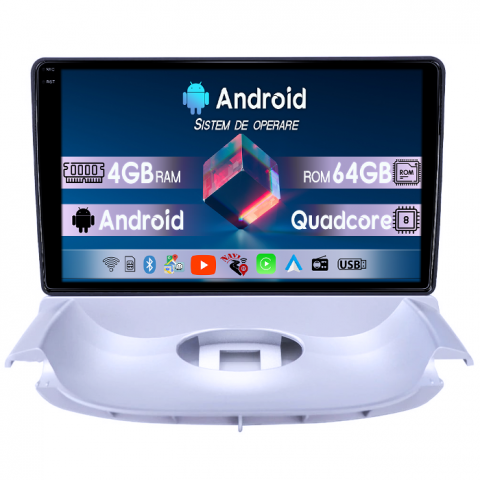 Peugeot 206 1998-2009 - Navigatie dedicata Peugeot 206 1998-2009, 4GB RAM 64GB ROM, Quad Core, Display 9" QLED 1K, Carplay&Android Auto, Android 14, Suport Camere AHD