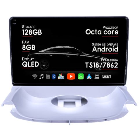 Peugeot 206 1998-2009 - Navigatie dedicata Peugeot 206 1998-2009, 8GB RAM 128GB ROM, Octacore, Platforma TS18, Android 14, Display QLED 9â, Suporta camera 360Âş, DSP, Carplay&Android Auto, SIM 4G, Ventilator Activ