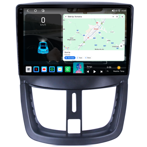 Navigatie dedicata Peugeot 207 2006-2015, 4GB RAM 32GB ROM, Octacore, Android 14, Display QLED 1K 9", DSP, Carplay&Android Auto, SIM 4G, Bluetooth, Ventilator Activ [1]