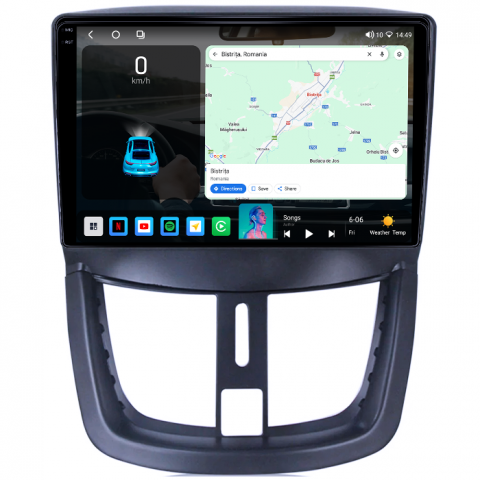 Navigatie dedicata Peugeot 207 2006-2015, 4GB RAM 64GB ROM, Octacore, Android 14, Display QLED 1K 9", Carplay&Android Auto, SIM 4G, Ventilator Activ [1]