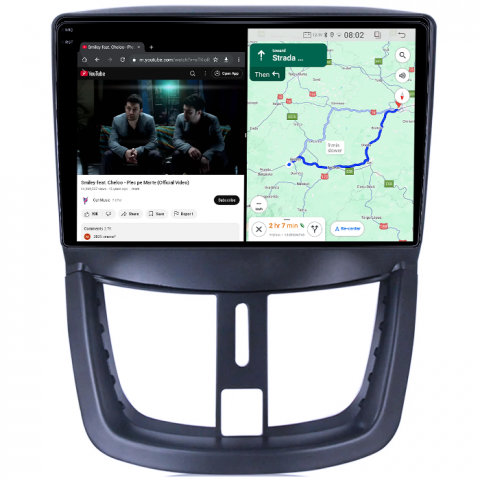 Navigatie dedicata Peugeot 207 2006-2015, 4GB RAM 64GB ROM, Quad Core, Display 9" QLED 1K, Carplay, Android 14, Bluetooth, Magazin Play, Suport Camere AHD [1]