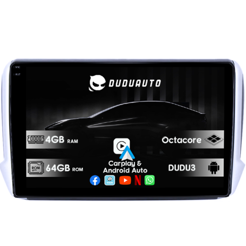 Peugeot 208 - Navigatie dedicata Peugeot 208 / 2008 2012-2020, DUDU3, 4GB RAM 64GB ROM, Octacore, Platforma 8581, Android, Display QLED 9", DSP, Carplay&AndroidAuto