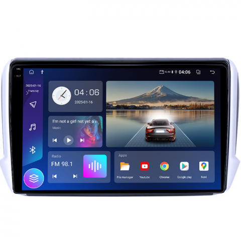 Peugeot 2008 - Navigatie dedicata Peugeot 208 / 2008 2012-2020, 4GB RAM 64GB ROM, Quad Core, Display 9" QLED 1K, Carplay, Android 14, Bluetooth, Magazin Play, Suport Camere AHD