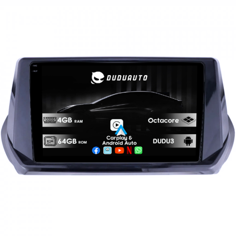 Peugeot 2008 - Navigatie dedicata Peugeot 208/2008 2019+, DUDU3, 4GB RAM 64GB ROM, Octacore, Platforma 8581, Android, Display QLED 9", DSP, Carplay&AndroidAuto