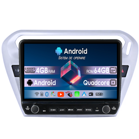 Navigatii Dedicate - Navigatie dedicata Peugeot 301 2013-2016 Tesla cu butoane rotative model 2024, 4GB RAM 64GB ROM, Procesor Quadcore, Android 14, Display QLED 10", DSP, Carplay&Android Auto