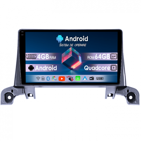Peugeot 3008 2017-2020 - Navigatie dedicata Peugeot 3008 2017-2020, 4GB RAM 64GB ROM, Quad Core, Display 9" QLED 1K, Carplay&Android Auto, Android 14, Suport Camere AHD