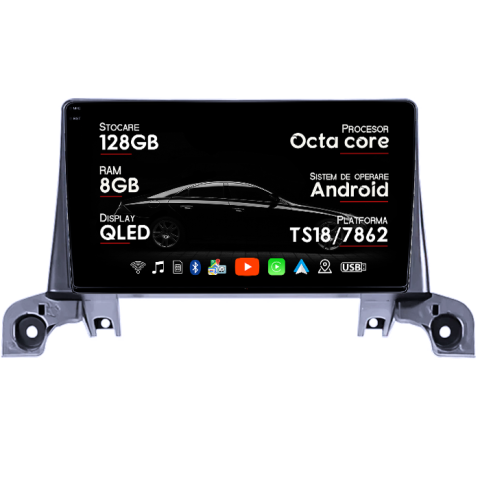 Peugeot 3008 2017-2020 - Navigatie dedicata Peugeot 3008 2017-2020, 8GB RAM 128GB ROM, Octacore, Platforma TS18, Android 14, Display QLED 9â, Suporta camera 360Âş, DSP, Carplay&Android Auto, SIM 4G, Ventilator Activ