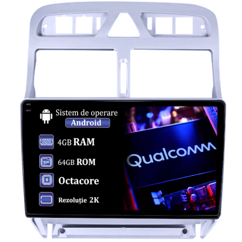 Peugeot 307 - Navigatie dedicata Peugeot 307 2001-2008, 4GB RAM 64GB ROM, Procesor Qualcomm Octacore, Android 14, Rezolutie 2K, Display QLED 9", DSP, Carplay&Android Auto, SIM 4G