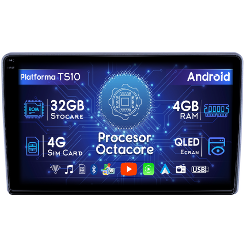 Peugeot - Navigatie dedicata Peugeot 308 2013-2017, 4GB RAM 32GB ROM, Octacore, Android 14, Display QLED 1K 9", DSP, Carplay&Android Auto, SIM 4G, Bluetooth, Ventilator Activ