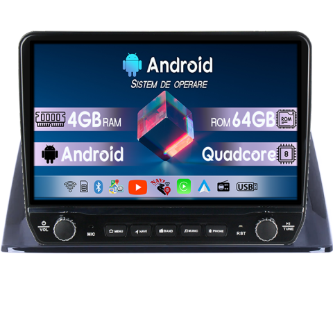 Navigatii Dedicate - Navigatie dedicata Peugeot 308 2016-2018 Tesla cu butoane rotative model 2024, 4GB RAM 64GB ROM, Procesor Quadcore, Android 14, Display QLED 10", DSP, Carplay&Android Auto