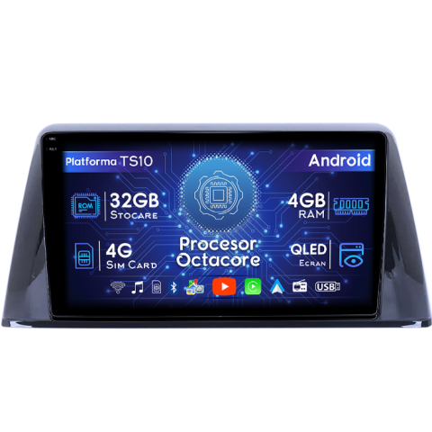 Peugeot - Navigatie dedicata Peugeot 308 2016-2018, 4GB RAM 32GB ROM, Octacore, Android 14, Display QLED 1K 9", DSP, Carplay&Android Auto, SIM 4G, Bluetooth, Ventilator Activ