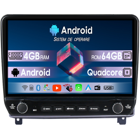 407 2004-2011 - Navigatie dedicata Peugeot 407 2004-2011 Tesla cu butoane rotative model 2024, 4GB RAM 64GB ROM, Procesor Quadcore, Android 14, Display QLED 10", DSP, Carplay&Android Auto