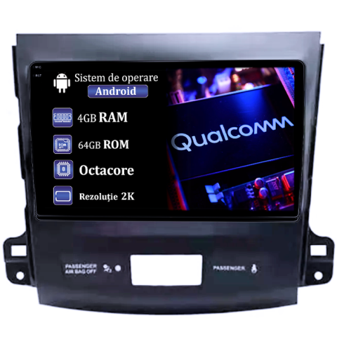 Navigatii Dedicate - Navigatie dedicata Peugeot 4007 2007-2012, 4GB RAM 64GB ROM, Procesor Qualcomm Octacore, Android 14, Rezolutie 2K, Display QLED 9", DSP, Carplay&Android Auto, SIM 4G