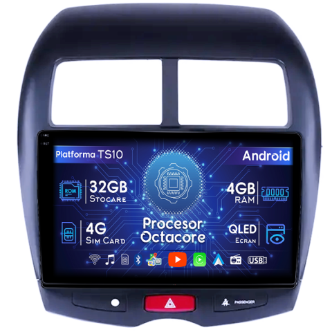 Peugeot 4008 - Navigatie dedicata Peugeot 4008, 4GB RAM 32GB ROM, Octacore, Android 14, Display QLED 1K 9", DSP, Carplay&Android Auto, SIM 4G, Bluetooth, Ventilator Activ