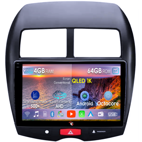 Peugeot - Navigatie dedicata Peugeot 4008, 4GB RAM 64GB ROM, Octacore, Android 14, Display QLED  9", Carplay&Android Auto, SIM 4G, Ventilator Activ