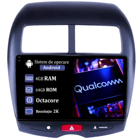 Navigatii Dedicate - Navigatie dedicata Peugeot 4008, 4GB RAM 64GB ROM, Procesor Qualcomm Octacore, Android 14, Rezolutie 2K, Display QLED 9", DSP, Carplay&Android Auto, SIM 4G