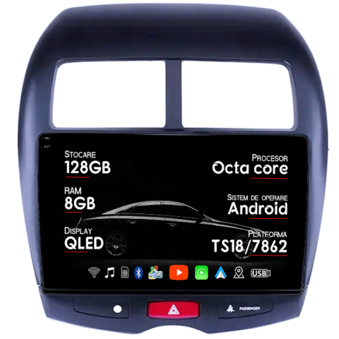 Navigatii Dedicate - Navigatie dedicata Peugeot 4008, 8GB RAM 128GB ROM, Octacore, Platforma TS18, Android 14, Display QLED 9", Suporta camera 360", DSP, Carplay&Android Auto, SIM 4G, Ventilator Activ