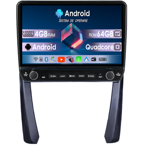 Navigatii Dedicate - Navigatie dedicata Porsche 911 2005-2013 Tesla cu butoane rotative model 2024, 4GB RAM 64GB ROM, Procesor Quadcore, Android 14, Display QLED 10", DSP, Carplay&Android Auto