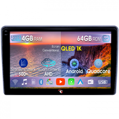 Peugeot - Navigatie dedicata Peugeot 407 2004-2008, 4GB RAM 64GB ROM, Octacore, Android 14, Display QLED 1K 9", Carplay&Android Auto, SIM 4G, Ventilator Activ